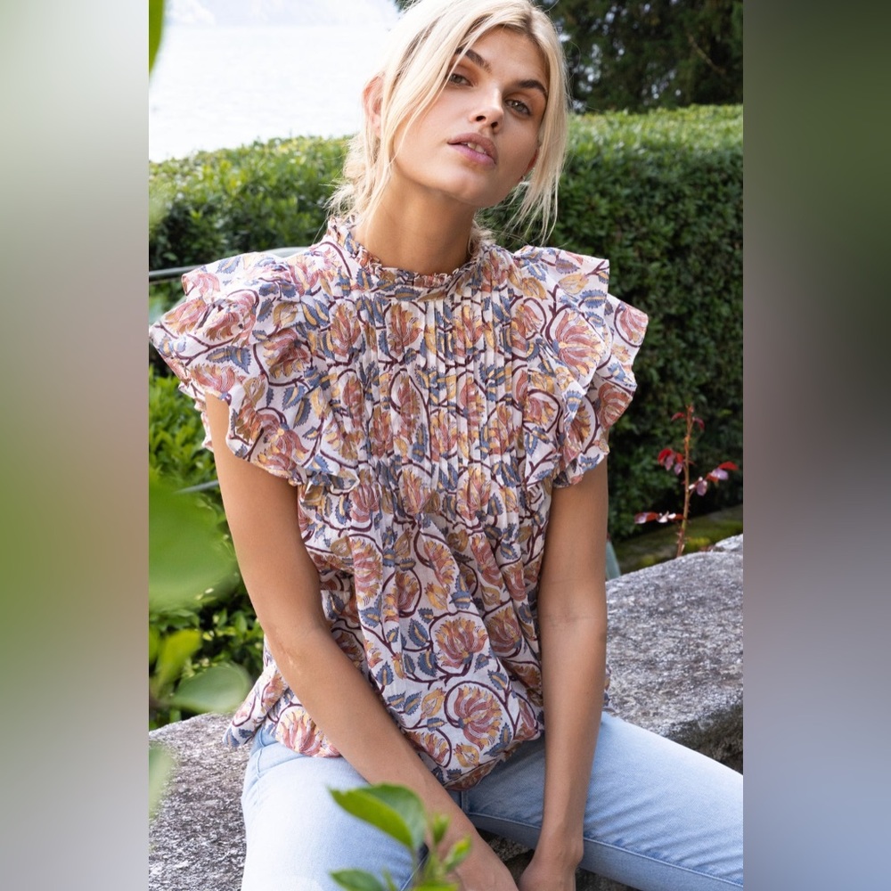 Oliphant Pintuck Ruffle Top